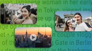 Video players of different examples of text-to-video generated by AI.
