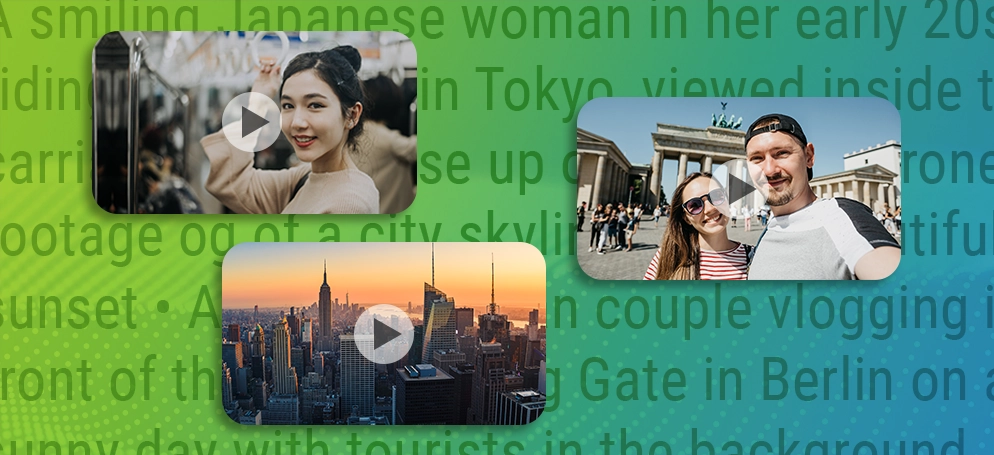 Video players of different examples of text-to-video generated by AI.