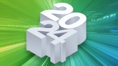 3D numbers for 2024 on an abstract background