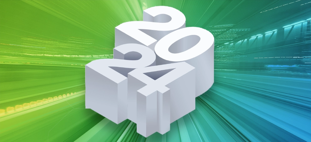 3D numbers for 2024 on an abstract background