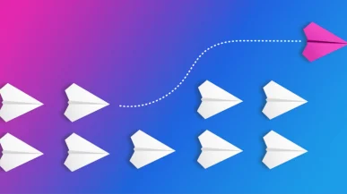 A graphic showing a paper airplane speeding ahead of the competition