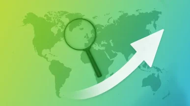 world map with magnifying glass
