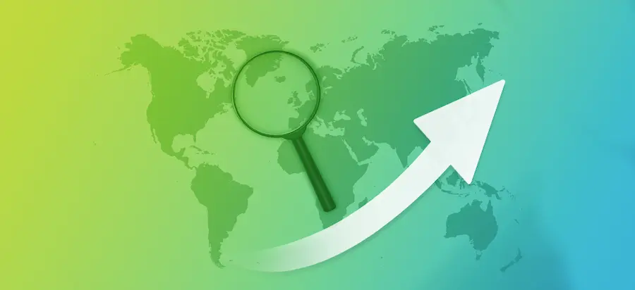 world map with magnifying glass