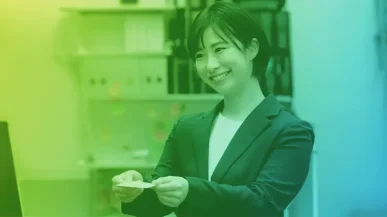 japanese woman offering card