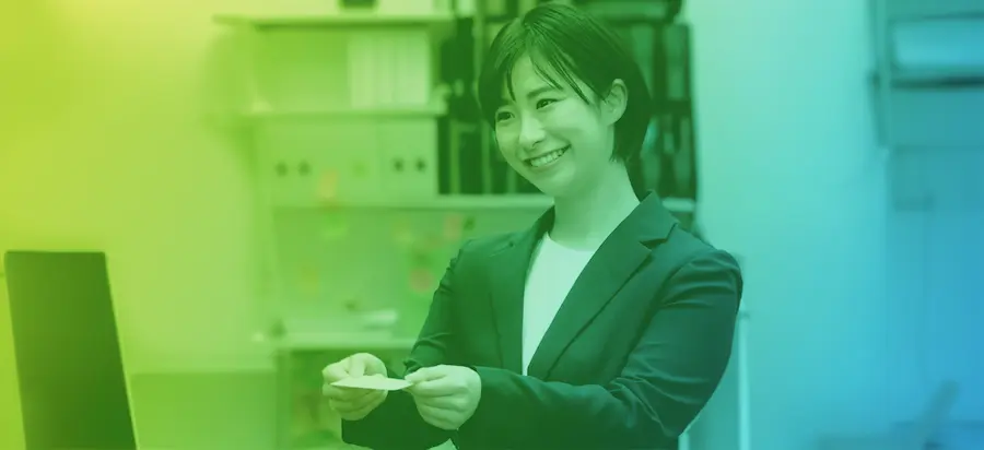 japanese woman offering card