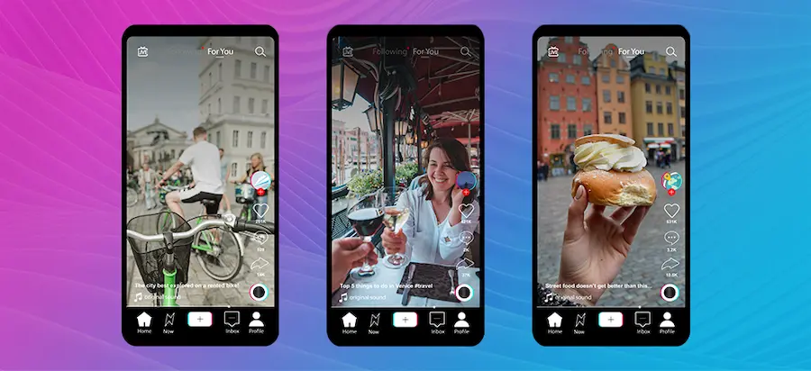 3 phones showing tik tok