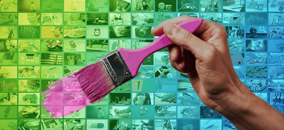 paint brush on top of multiple photos