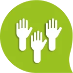 hands up inside speech bubble