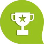 trophy with a star inside speech bubble
