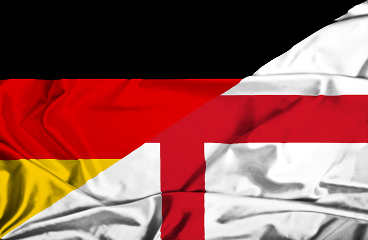 Waving Germany and England Flag