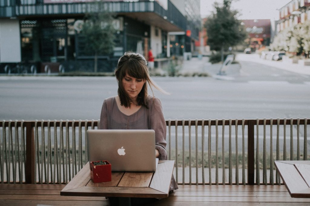 woman working on laptop