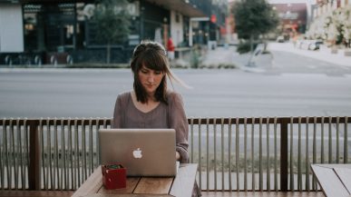 woman working on laptop