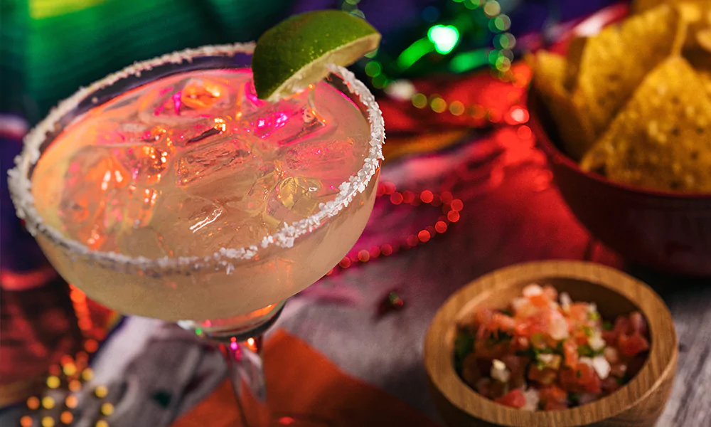 close up of a cocktail with lime