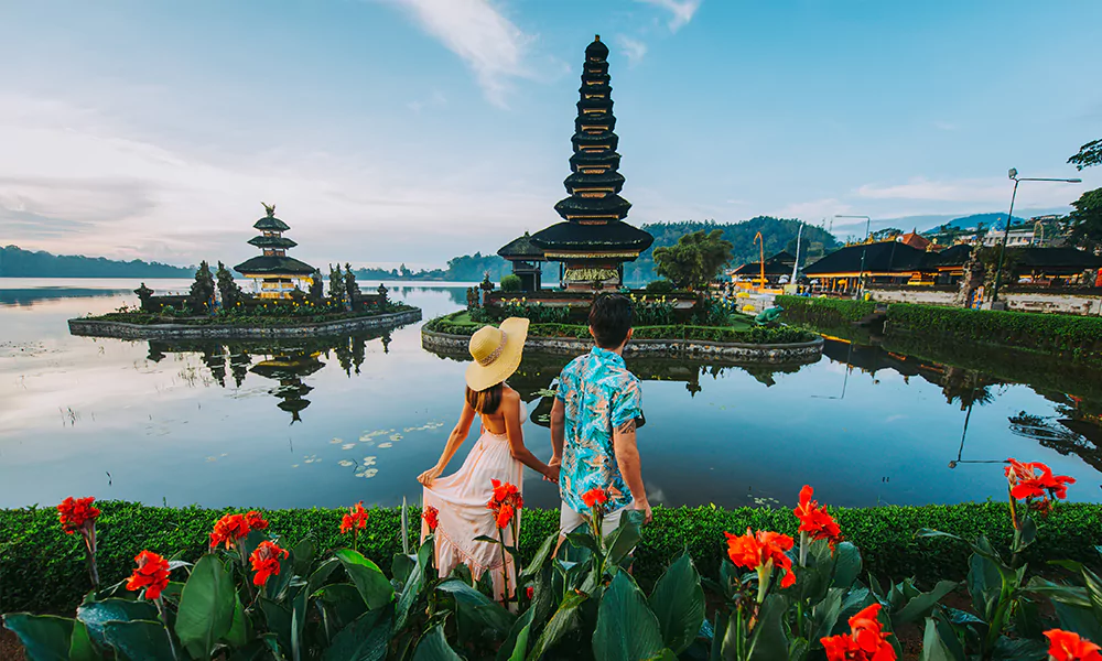 image of couple in front of temples
