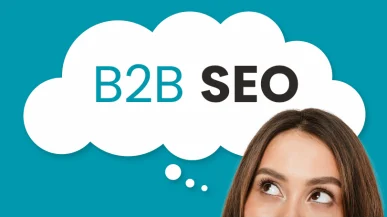 B2B SEO in speech bubble