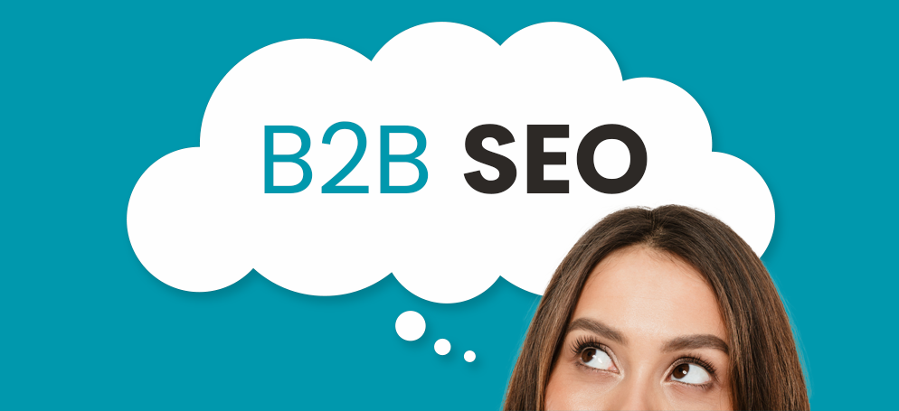 B2B SEO in speech bubble